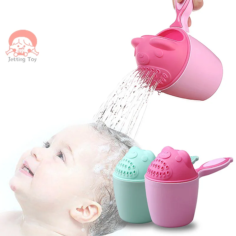 Cute Cartoon Baby Shower Shampoo Cup Kids Bathing Toys Bathroom Shower Shampoo Rinse Cup Hair Washing Spoon With Handle