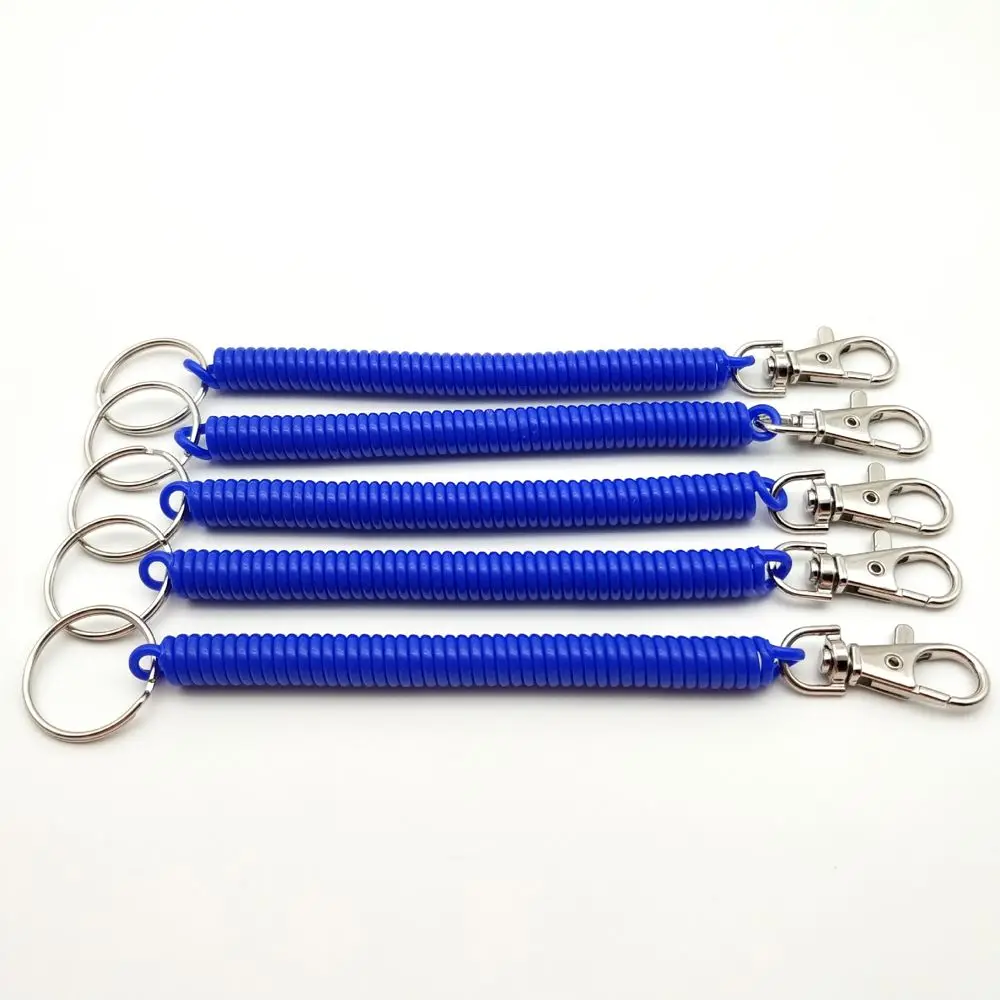 Coil Retractable Keyring Spring Lanyard Anti-lost Elastic Ropes Key Cord Clasp Spiral Stretch Keychain Spring Rope Key Ring