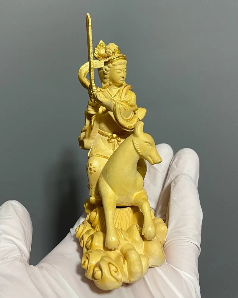 Hand-Carved Boxwood Dakini Goddess Statue - 4.7x5.1x1.6