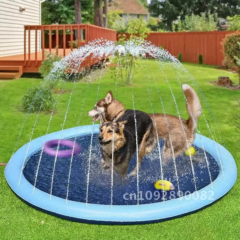 100/150cm Summer Swimming Pool Pet Water Sprinkler Pad Play Mat kid Outdoor Cooling For Interactive Dogs Toy Inflatable Fountain