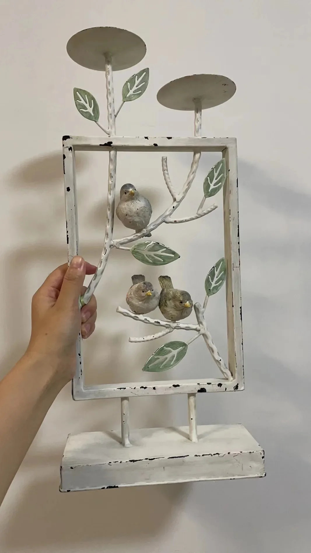 Morocco Garden Old Style Retro Wrought Iron Hollow Three Birds Old Crafts Wind Lamp Candle Holder