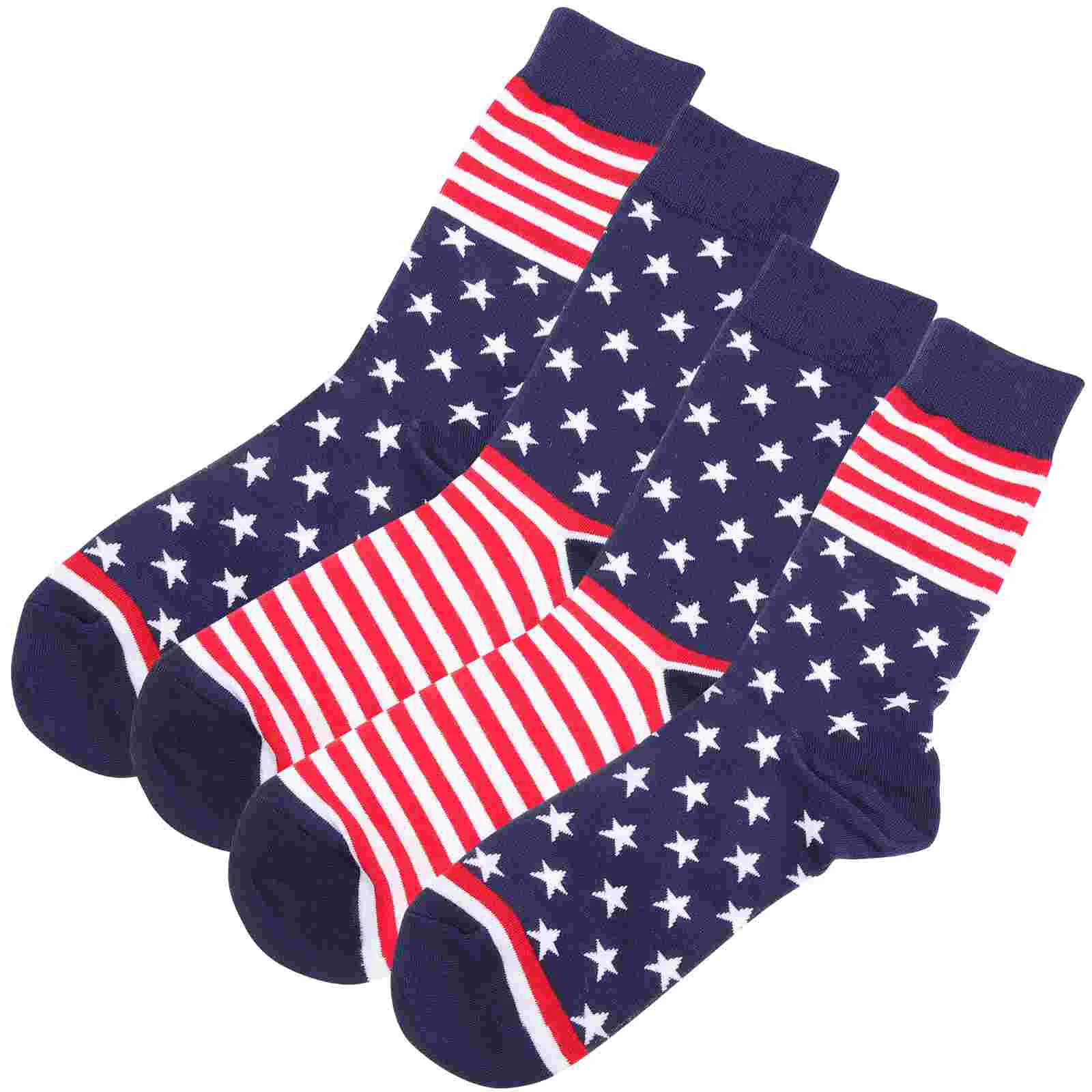 

2 Pairs Sock Festival Socks Mens Fun for Women Stripe Attractive Independence Day Dress Cotton Gift