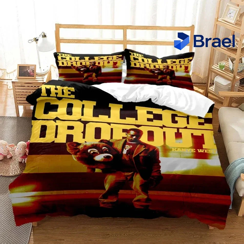 Exquisite 3D Print Rapper Kanye West Musik Bedding Set,Duvet Cover Bed Set Quilt Cover Pillowcase,King Queen Twin Size Boys Girl