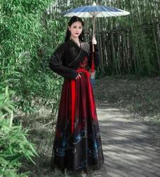 Chinese Dress Ancient Hanfu Kimono Black White Red hanfu Dresses Embroidery Martial Arts Chinese Style Dance Cosplay Costumes