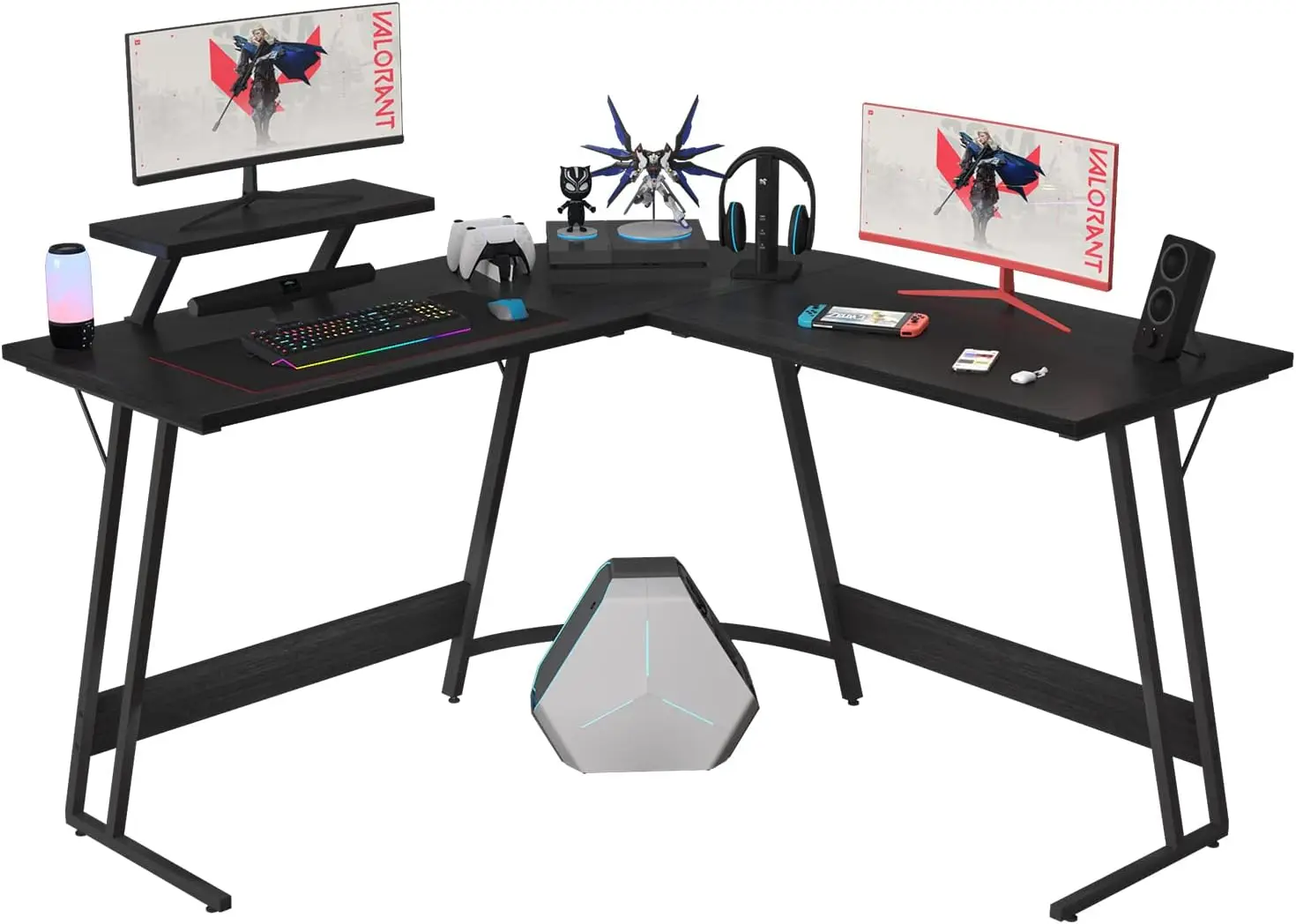 51 Inch L Shaped Gaming Desk Computer Corner Desk PC Gaming Desk Table with Large Monitor Riser Stand for Home Office 2025 USA