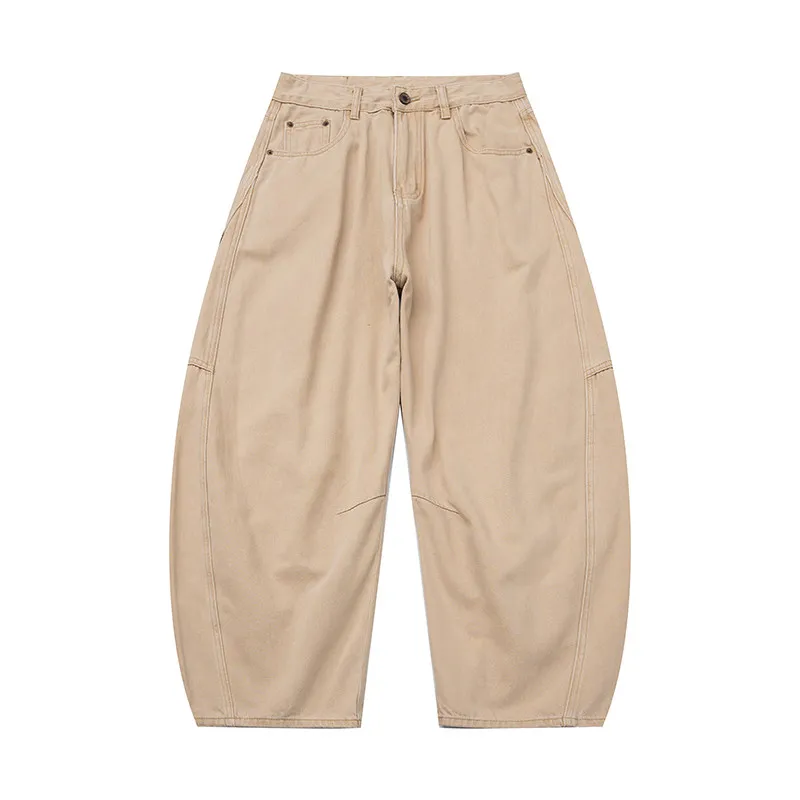 

Spring 2026 Loose Wide Leg Workwear Pants American Casual Trousers with Large Curved Knife Tailoring Men's Khaki Long Pants