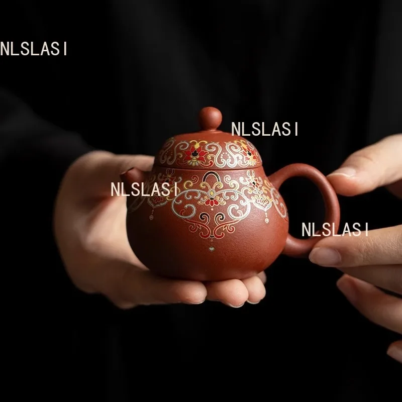 

Чайник Zhu Ni Wen Dan 100 мл, китайский, из фиолетовой глины, с эмалевым покрытием, для домашнего использования, с шариковым фильтром, малой вместимости, для чайной церемонии Кунг-фу
