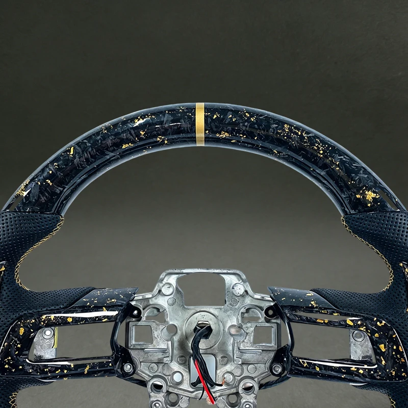 Gold New Forged Carbon Fiber Steering Wheel for Mustang 2015 2016 2017 2018 2019 2020 Support Custom Car Interior Accessories view 3