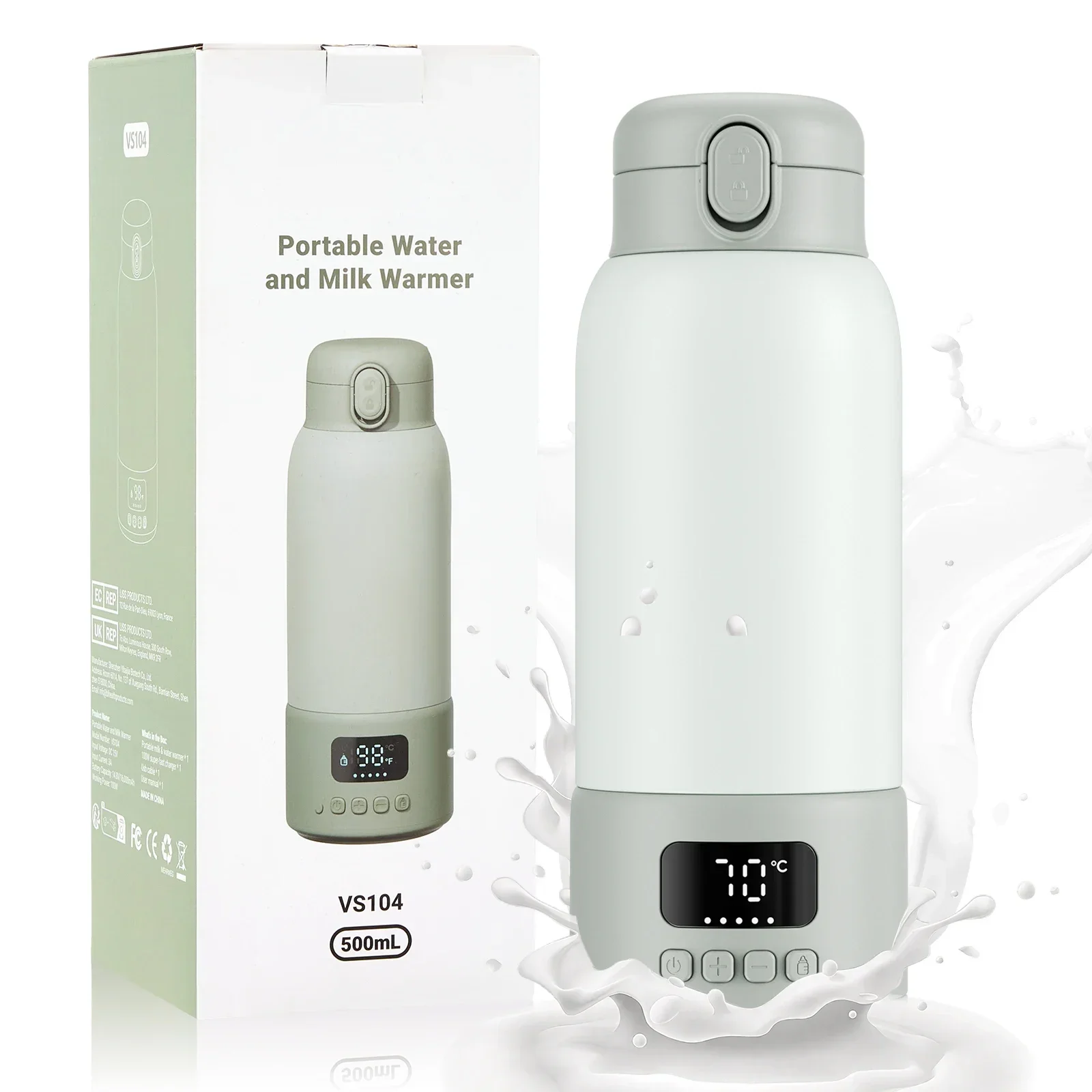 Portable Digital Display Baby Bottle Warmer USB Car Travel Nursing Milk Heater Outdoor Universal Temperature Control Accessorie