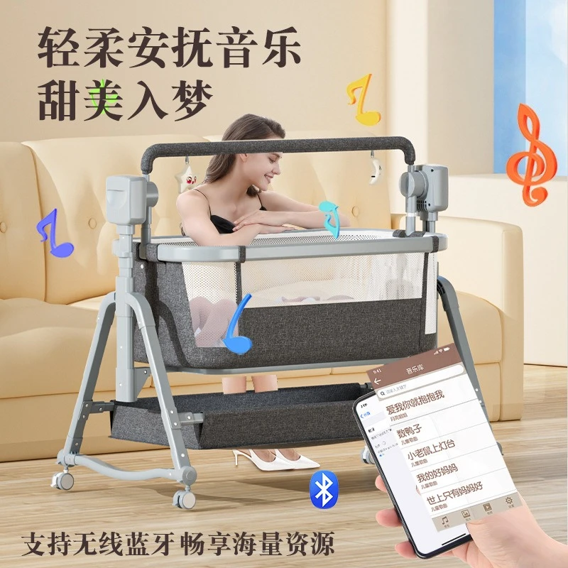 Multi-Functional Electric Baby Cradle, Smart Bassinet with Rocking Chair for Newborn Infant Bedside Sleeper