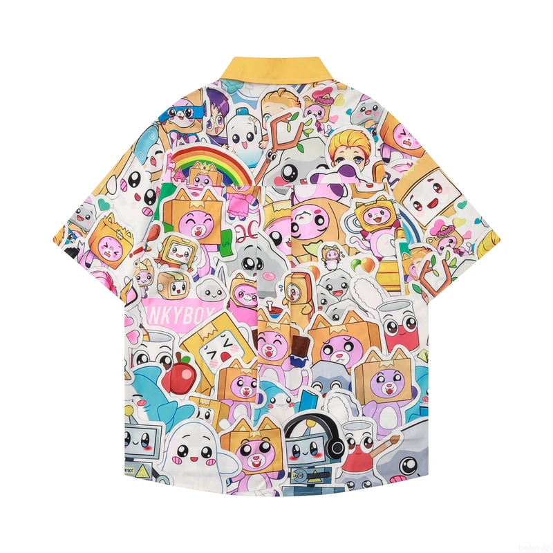 Oversized Women Hawaiian Shirt Hip Hop Streetwear Cartoon Print Fashion Beach Shirt Casual Summer Short Sleeve Tops