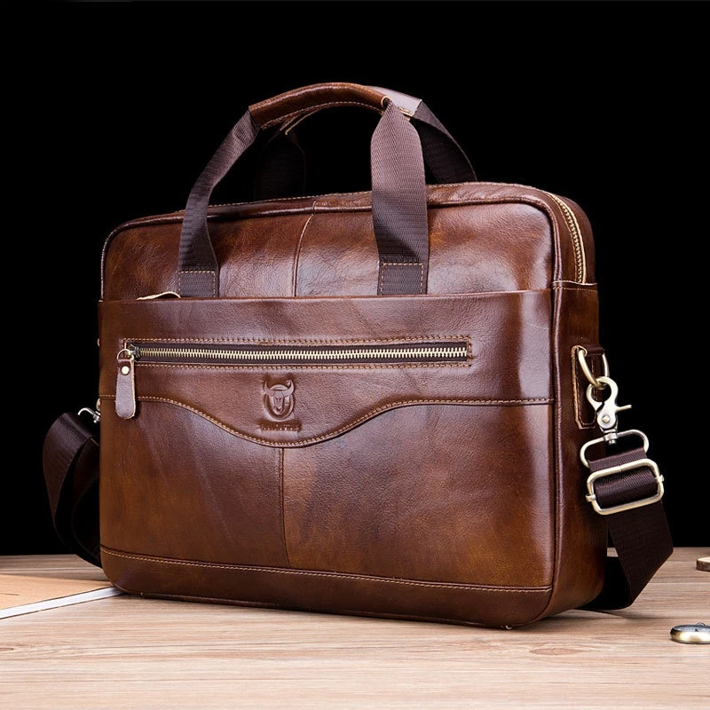 Men\'s Briefcase Genuine Cowhide Leather Business Laptop Messenger Bag