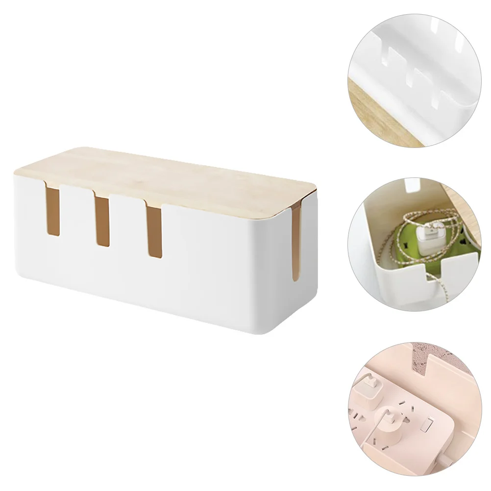 

1Pcs Power Cable Organizer Box with Detachable Cover Multi-Sided Ventilation Design for Desk Wall Corner Storage of Power Strips
