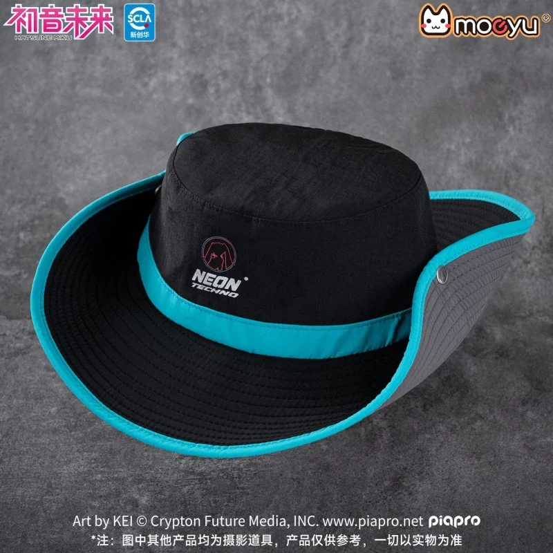 moeyu-初音ミク-フィッシャーマンハット-ネオン電子音楽シリーズ-アニメ周辺用品-日焼け止め-サンハット-ハイキング-釣り-登山