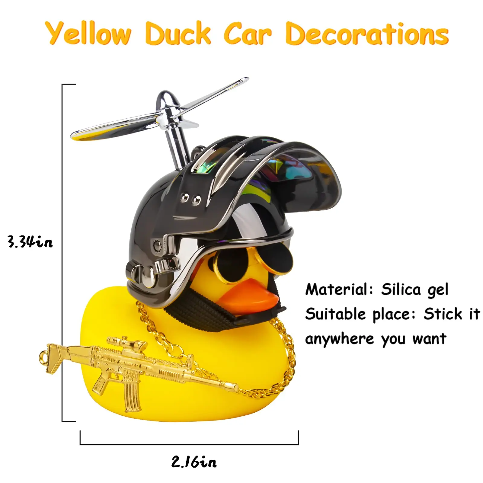 Car Duck With Helmet Propeller Rubber Duck Auto Interior Decoration Car Ornaments Bicycle Road Bike Motor Accessories Kids Toy