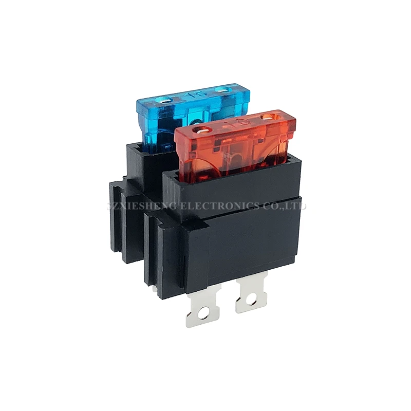 5PCS Medium Automotive Fuse Holder 40A/32V PCB Panel Mounting Vertical Horizontal Double Socket For ATC ATO Blade Standard Fuse