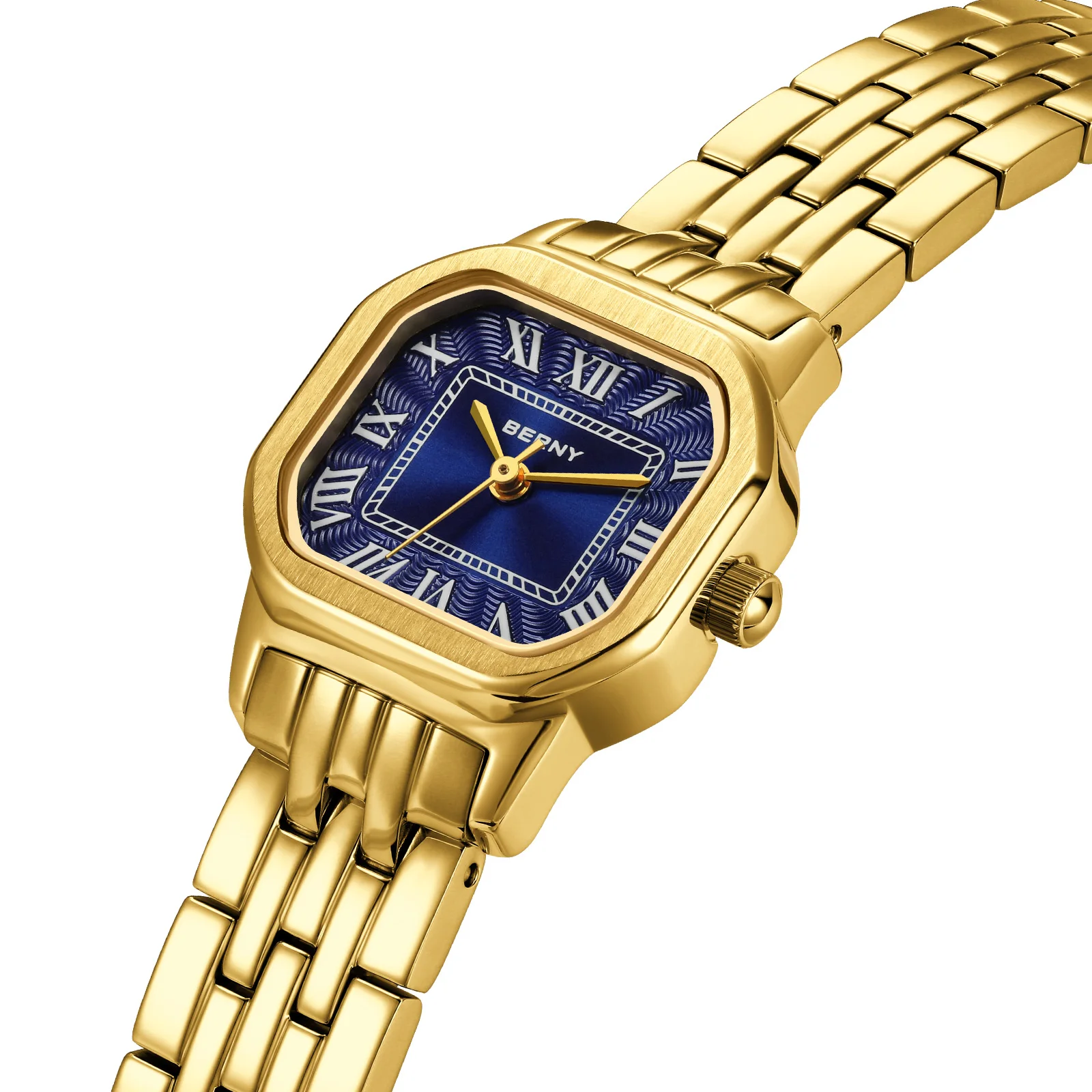 Relojes dorados BERNY para mujer, reloj de cuarzo elegante y cuadrado a la moda de lujo para mujer, reloj de pulsera informal con esfera pequeña para niñas