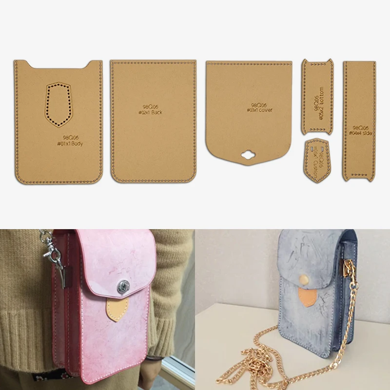 YOMDID 6PCS Handy Tasche Machen Kraft Papier Vorlage DIY Schulter Tasche Nähen Vorlage Handgemachte Leathercraft Vorlage Liefert