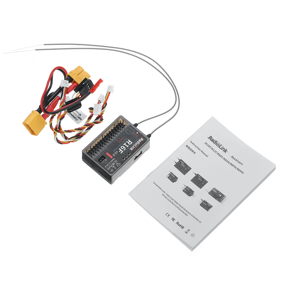 RadioLink R16F 2.4GHz 16CH Receiver Supports SBUS CRSF PWM for T16D/T12D/T8FB/T8S/RC8X/RC6GS V3/RC4GS V3 Radios