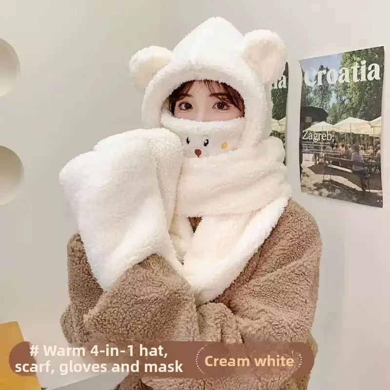 تنوعا قبعة ووشاح الشتاء إيرفلاب قبعة وشاح كومبو المرأة أفخم سميكة دفئا لطيف الباردة WeatherCute ليتل فوكس قبعة ووشاح