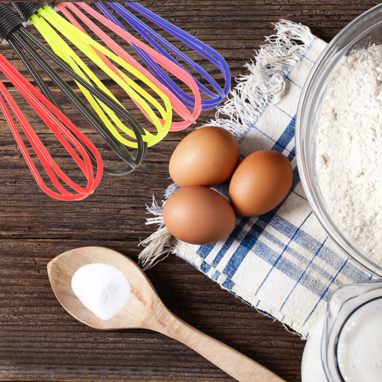 5Pcs Mini Plastic Balloon Whisk Set for Hair Dyeing Egg Mixing Flour Blending Salon Coloring Small Whisk Bulk Pack Random Color