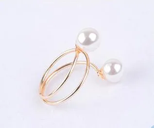 2024 New Gold Color Big Ring Fashion Elegant Simulated Pearl Opening Rings Women Jewelry Gift  Wholesale