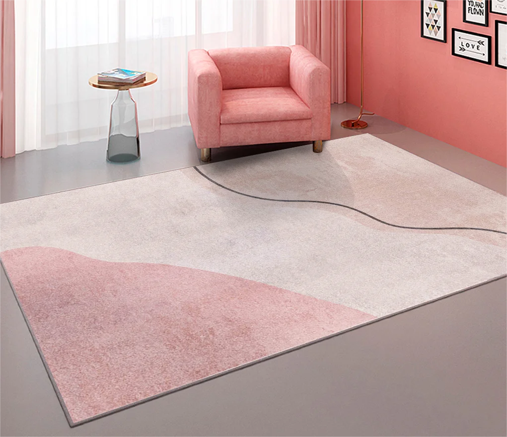 VIKAMA Modern Simple Pink Living Room Carpet Home Decor Girls Bedroom Bed Blanket Large Sofa Coffee Table Cloakroom Floor Mat