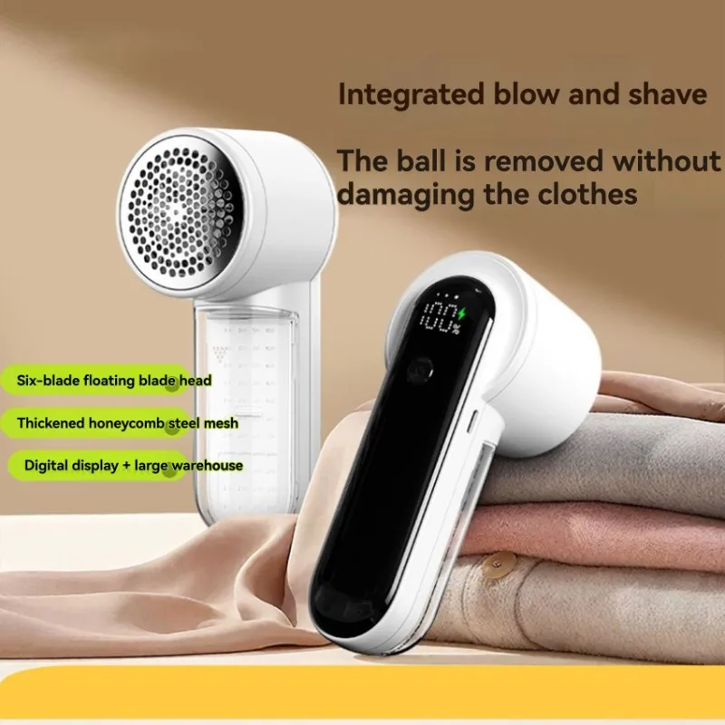 

【EXCLUSIVE】Powerful Rechargeable Fabric Shaver 2025-New-Electric Lint Remover With Digital Display-White For Clothes