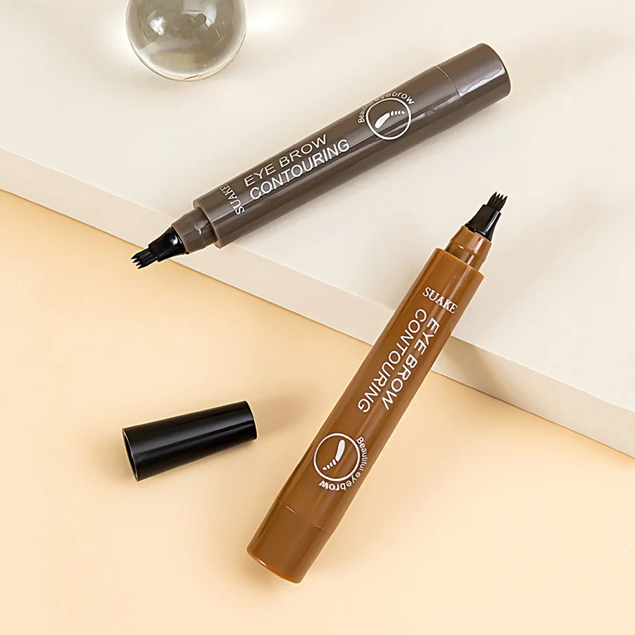 Four-Headed Eyebrow Pencil Waterproof Sweat-Proof Non-Fading Black Brown Liquid Makeup Products Official-Website Cosmetics