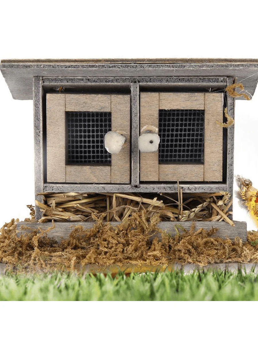 10-Piece Mini Retro Wooden Chicken Coop Set, Mini Family Chicken, Hen, Chicks, Eggs, Chicken Coop Decoration, Suitable for Garde view 3