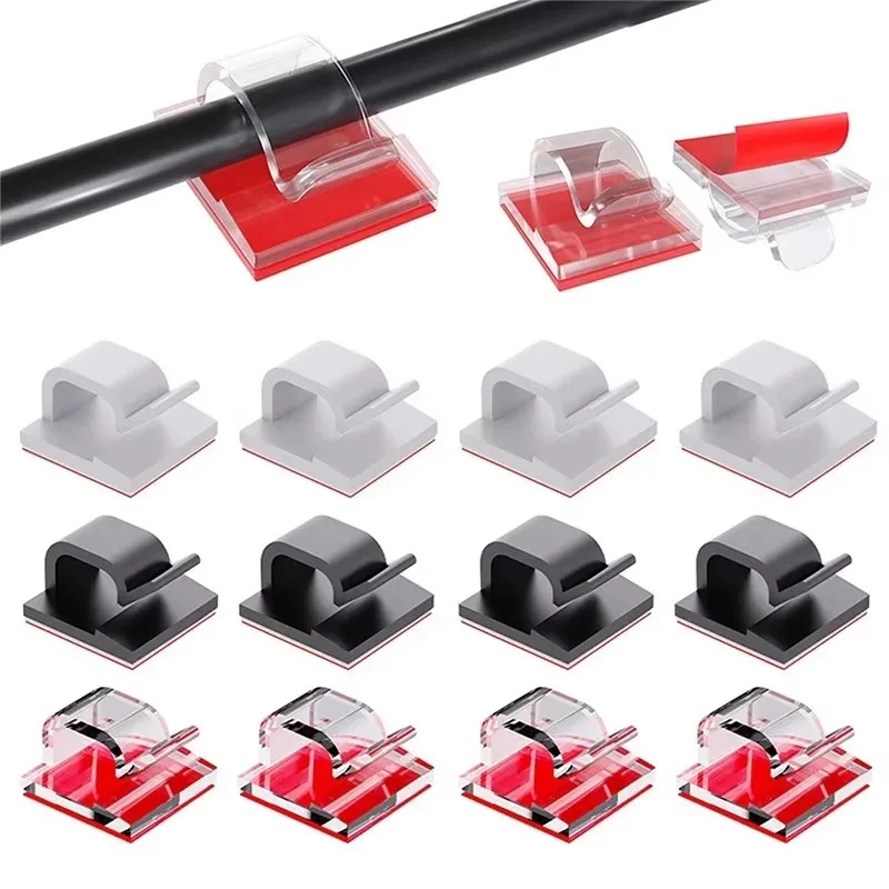 10-60PCS Cable Organizer Clips Cable Management Wire Manager Cord Holder USB Charging Data Line Bobbin Winder Wall Mounted Hook