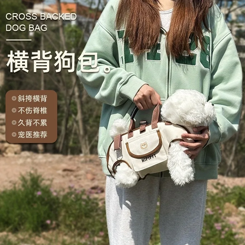 Cat bag dog bag outdoor portable breathable pet traction backpack hand carry diagonal span out lightweight travel strap artifact