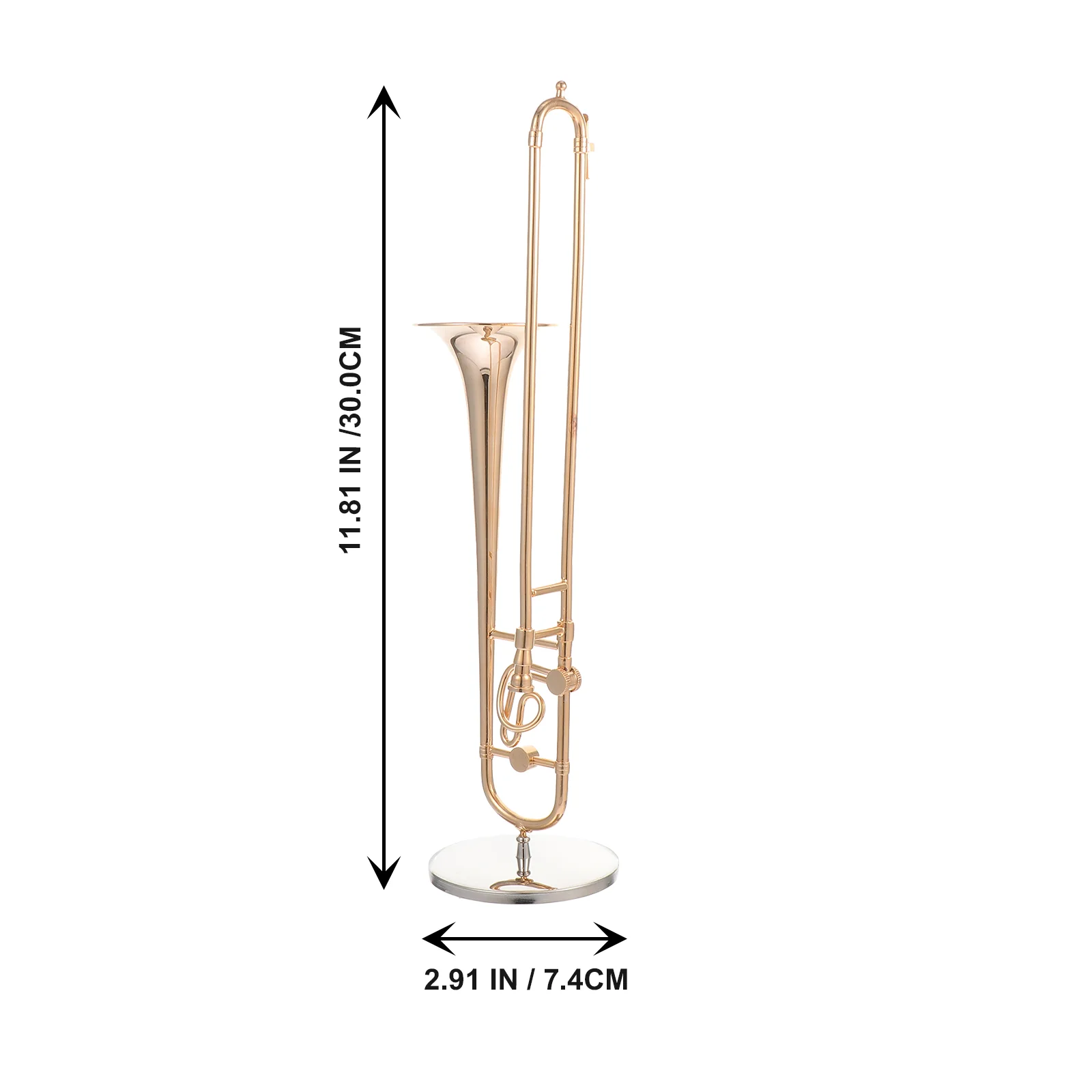 Trombone Display Model Decor Copper Instrument Mini Astetic Room Golden 24k Plated