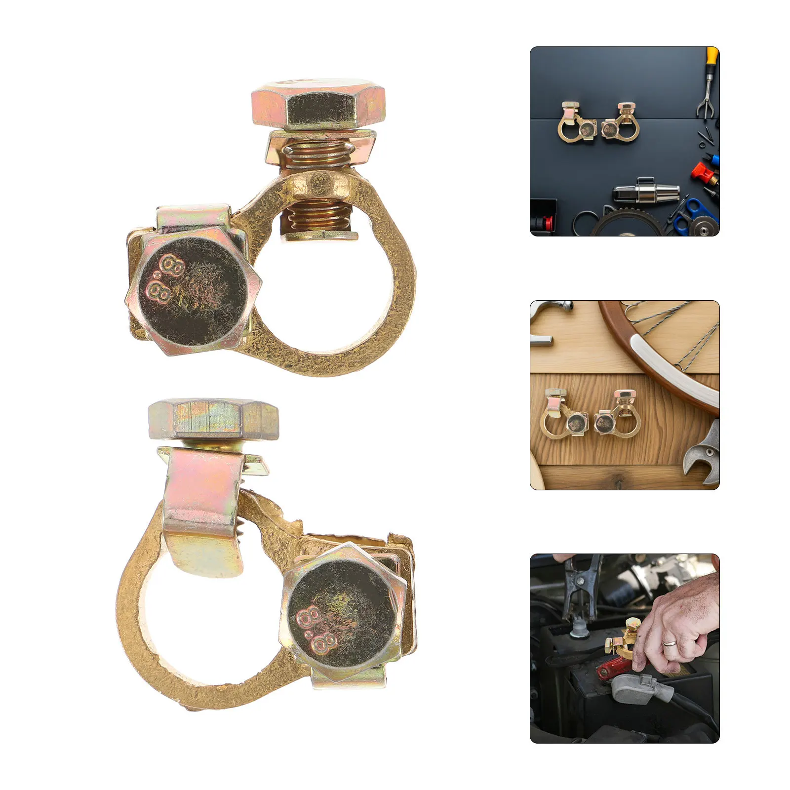

2Pcs Car Terminal Connector Clamps Heavy Duty Copper Positive Negative Automotive Vehicle Truck Boat Power Cable Adapter