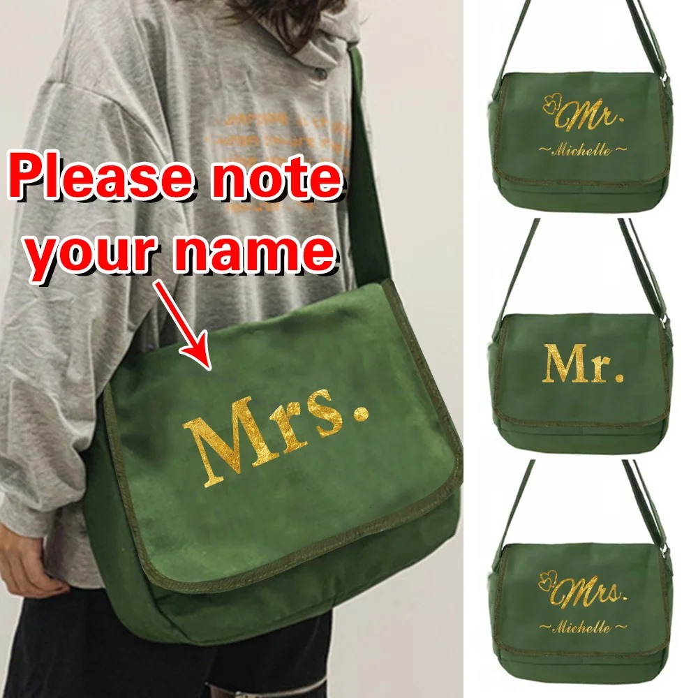 

Персонализированная сумка-мессенджер с индивидуальным именем, повседневная сумка, модная сумка через плечо, парусиновая сумка с клапаном, портативная сумка-органайзер