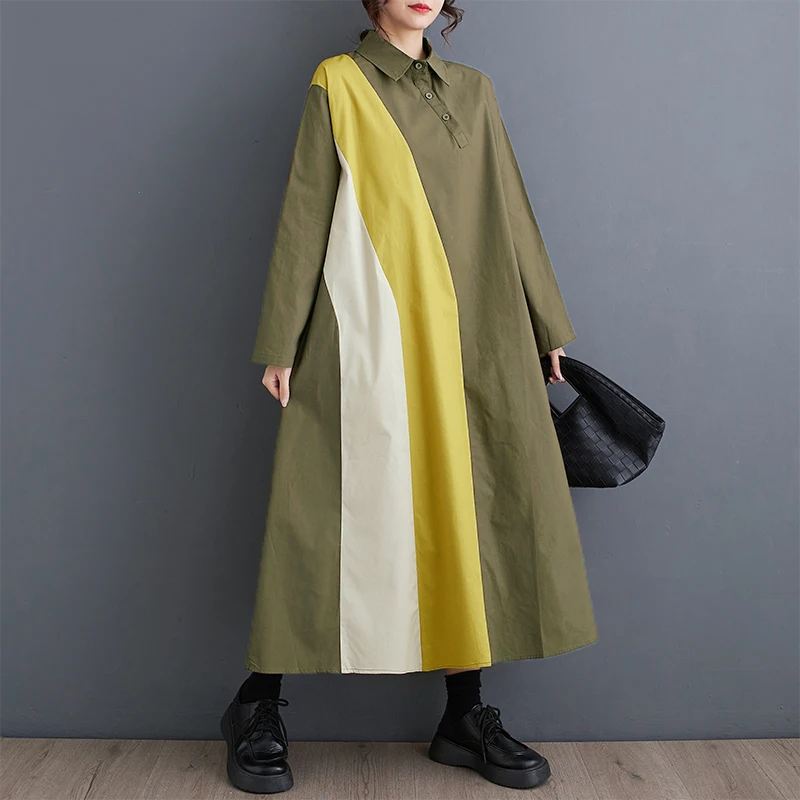 Vestido Csero Informal de Diseño Sensacional para Mujer, Talla ande, Nuevo Vestido de Otoño con Estilo Vintage, Falda La...