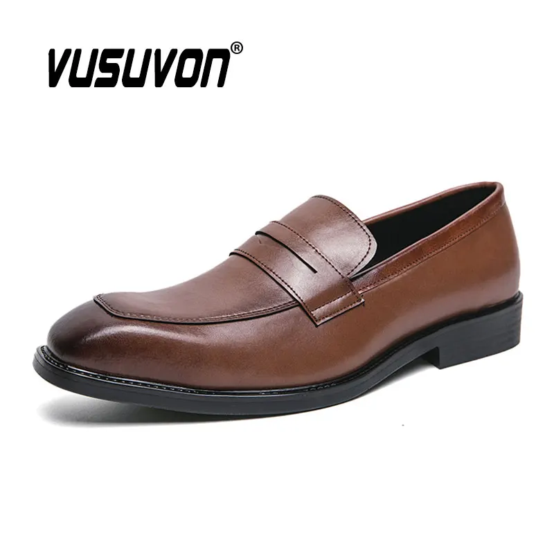 Penny Loafers Formal Fashion Casual Men Dress Shoes Classic Dress Slip-On Black Causal Footwear Big Size 38-46 Flats image 2