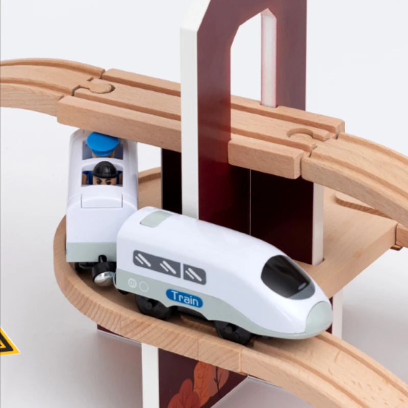 男の子用ハンギングタワークレーンおもちゃ、木製トラックアクセサリー、マジックレールカー、エンジニアリング建設、楽しいギフト、x34