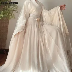 Elegant Hanfu Dress Women Ancient Chinese Traditional Hanfu Coat Outfit Female Cosplay Costume Party Show Beige Gown 3/4pcs Sets