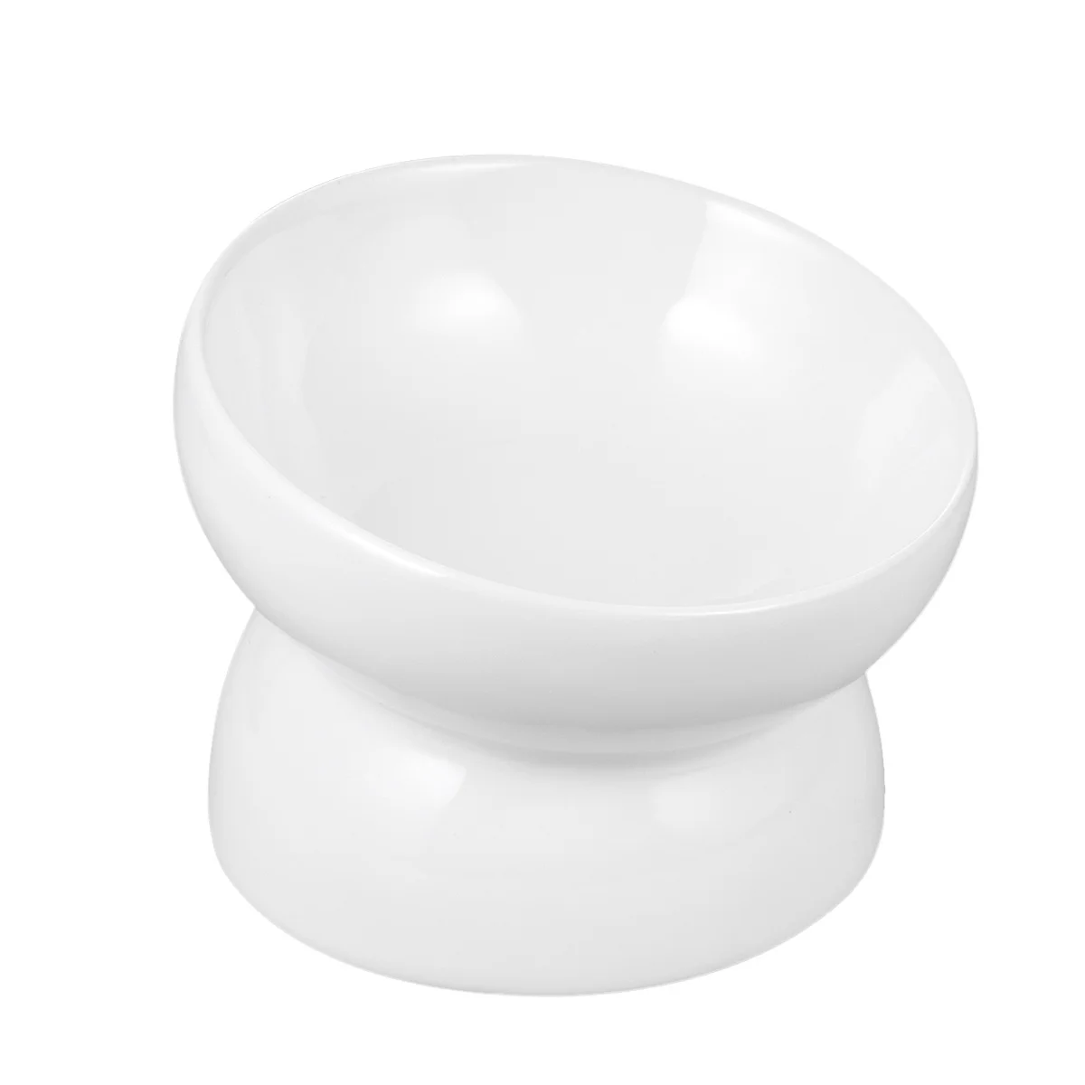 

High Feet Slanted Mouth Ceramic Pet Feeding Bowl White Size S Dog Puppy Food Dish Feeder Pet Feeder Dog Ceramic Bowl