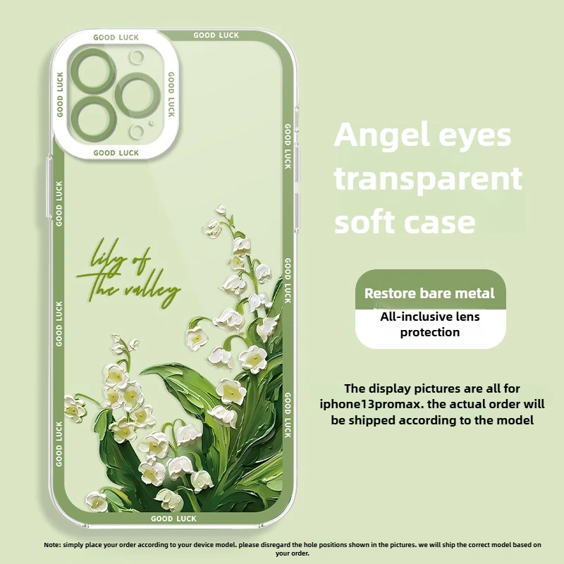 Lily Of The Valley Silicone Case for iPhone 16 E 15 14 11 Pro Max 13 12 Mini XS Max XS X 8 7 Plus Shockproof Washable Soft Cover view 3