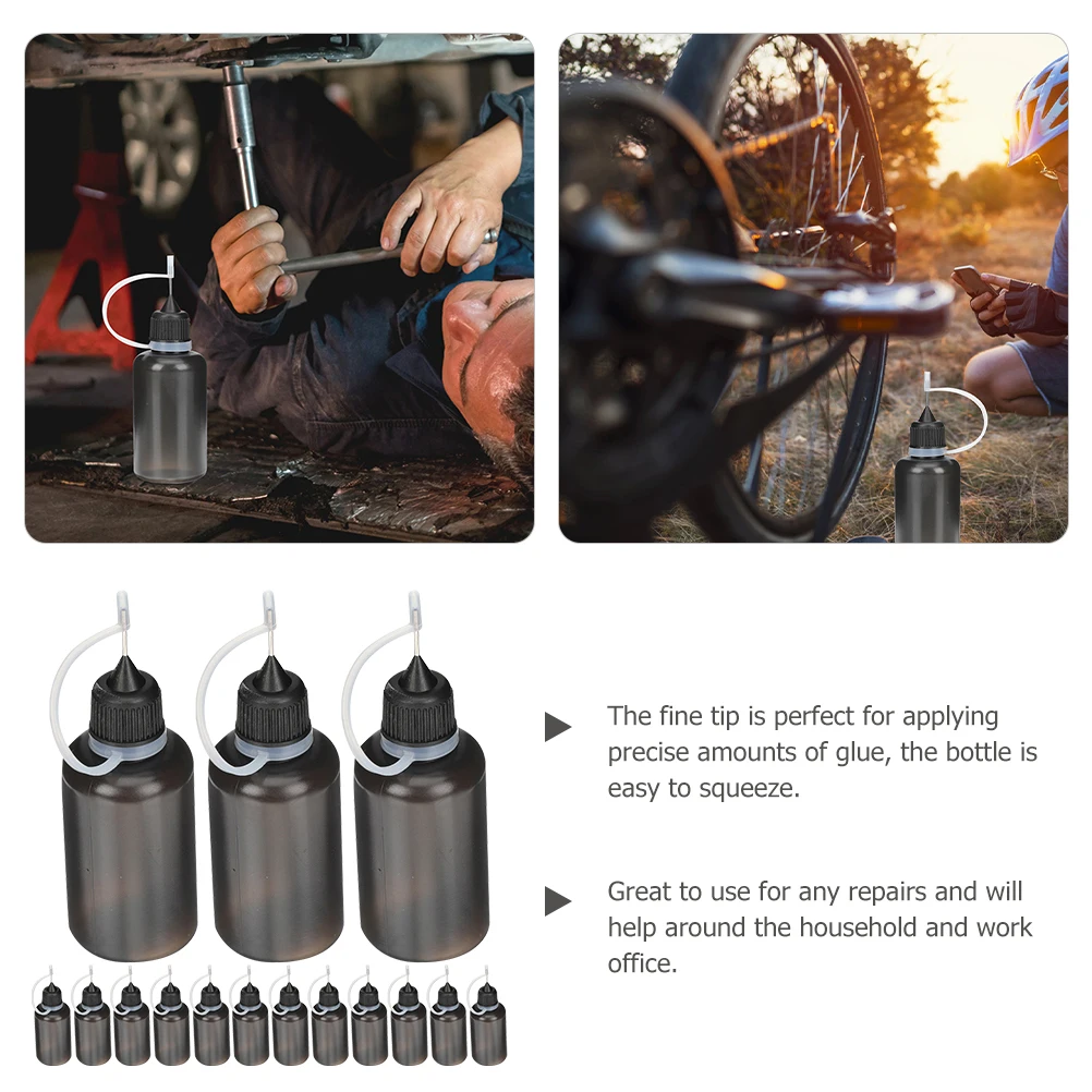 

20pcs 30ml Black Needle Tip Glue Bottles Oil Applicator Squeeze Dropper Precision Cycling Repair Tools