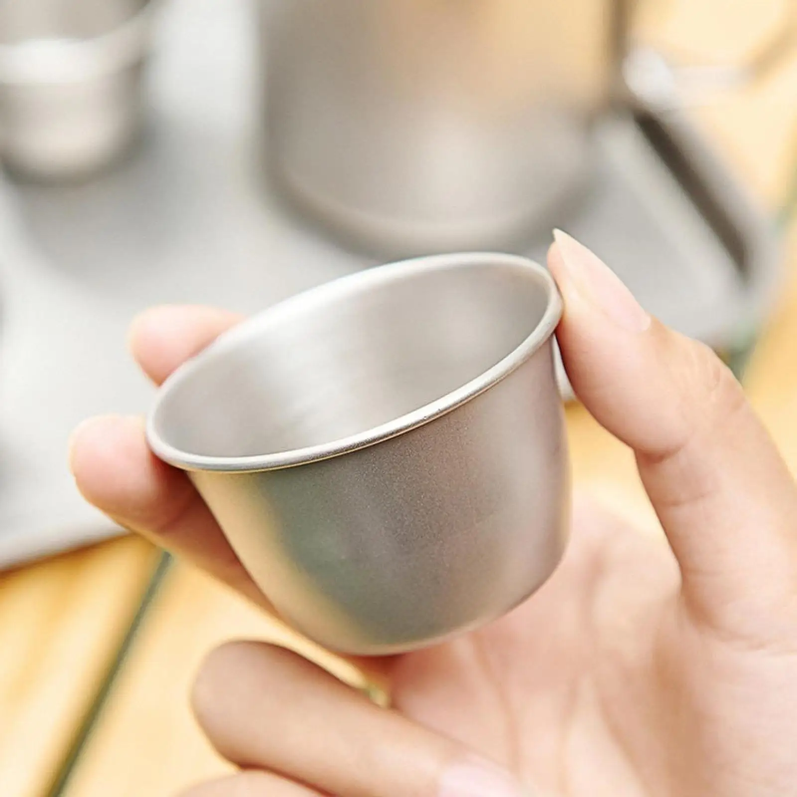 

Compact Titanium Tea Set with Teacup Teapot Filter Alloy Portable Tea Bowl for Hiking Camping Office Use