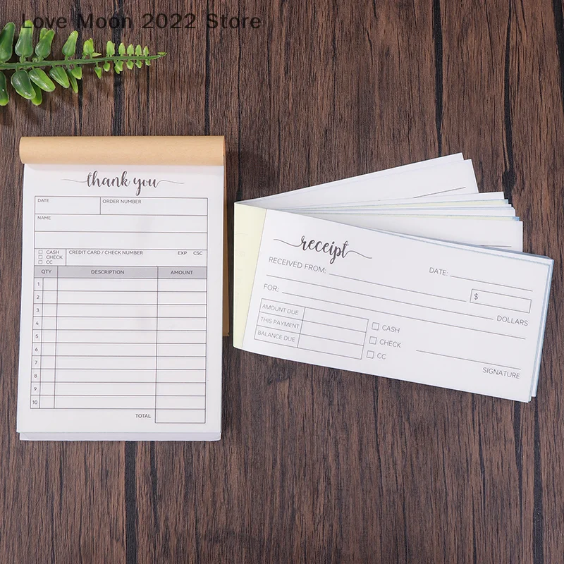 1 libro di ricevute Libro di ricevute di ringraziamento in carta senza carbonio - Ordine di vendita Libro di fatture per piccole imprese - (50 ciascuno bianco/giallo)
