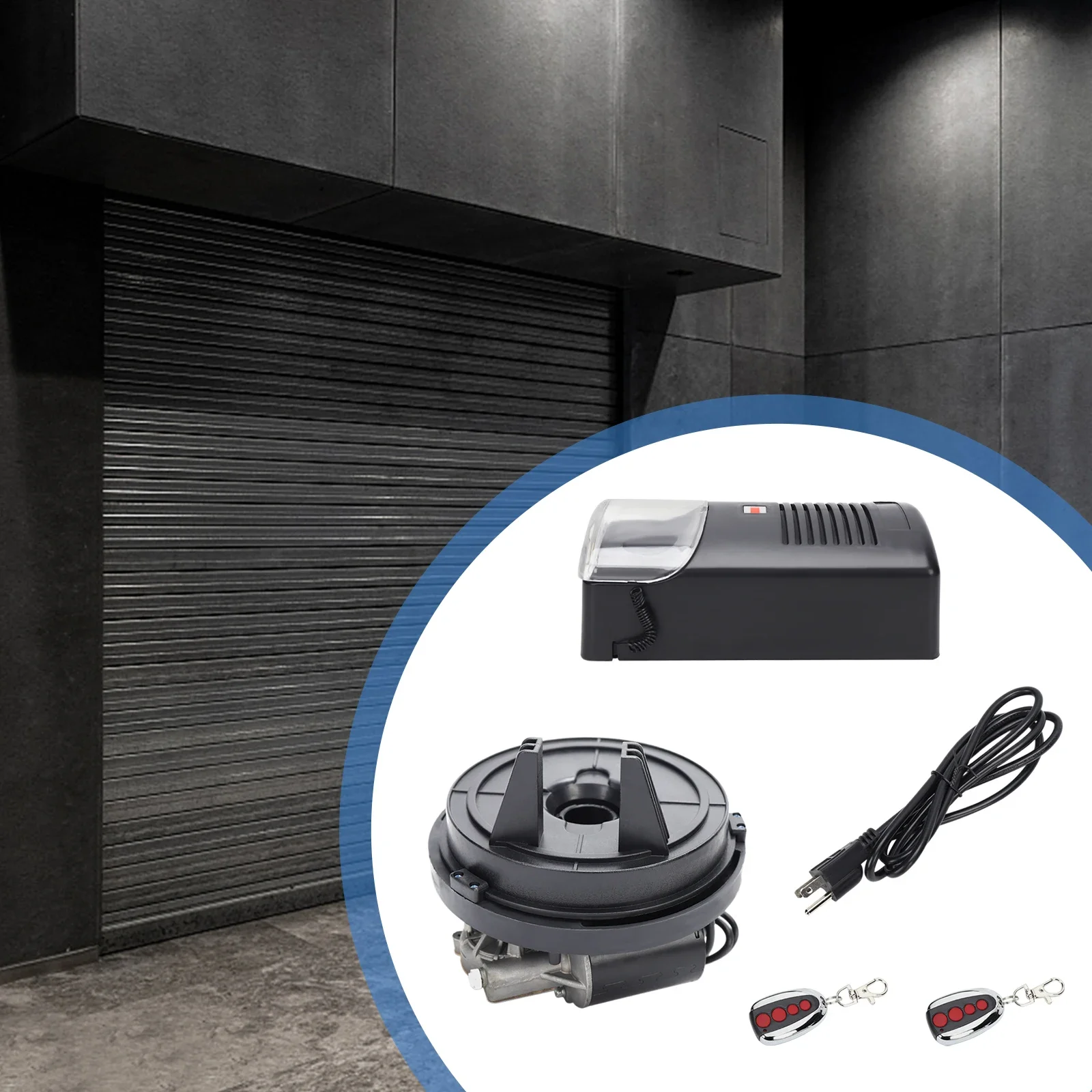 Automatic Roller Door Opener Motor Garage Roll Up Door Powerful 250N w/2 Remotes 110V 16.4ft 250N