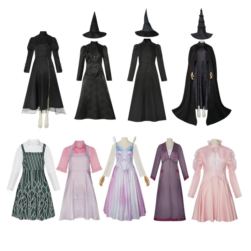 

Movie Style ELphoba Witch Cos Set Wicked Long Formal Gown for Comic Con Garden Party Full Adult Witch Role Play Outfit
