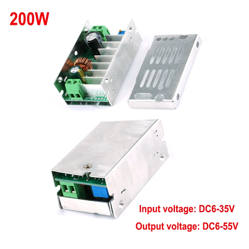 200W High-power Step-up Module, High-efficiency with Aluminum Shell, 6~35V To 6~55V