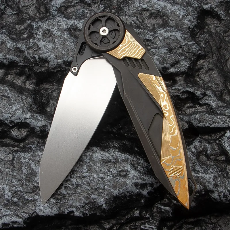 سكين قابل للطي CPM-S125V من فئة التجميع - مقبض تيتانيوم TC4 ممتاز |   أداة النجاة EDC الخارجية للتخييم، هدية للرجال للمشي لمسافات طويلة