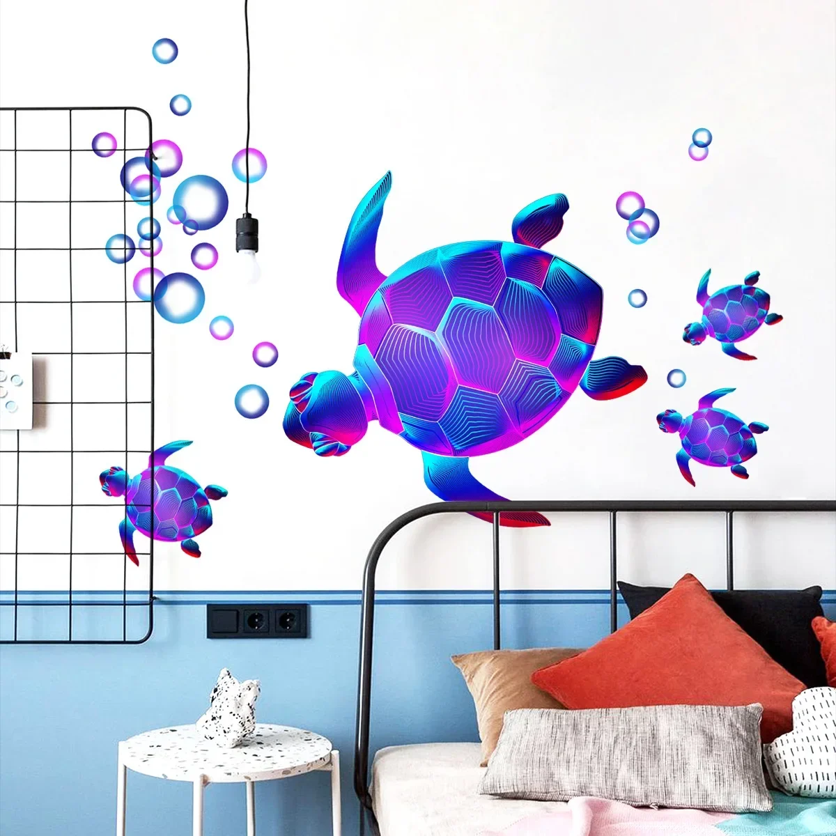 Purple Turtle Luminous Stickers on the Wall Kids Rooms Bedroom Decortion Animals Wallpaper Home Decor Glow In The Dark Stickers