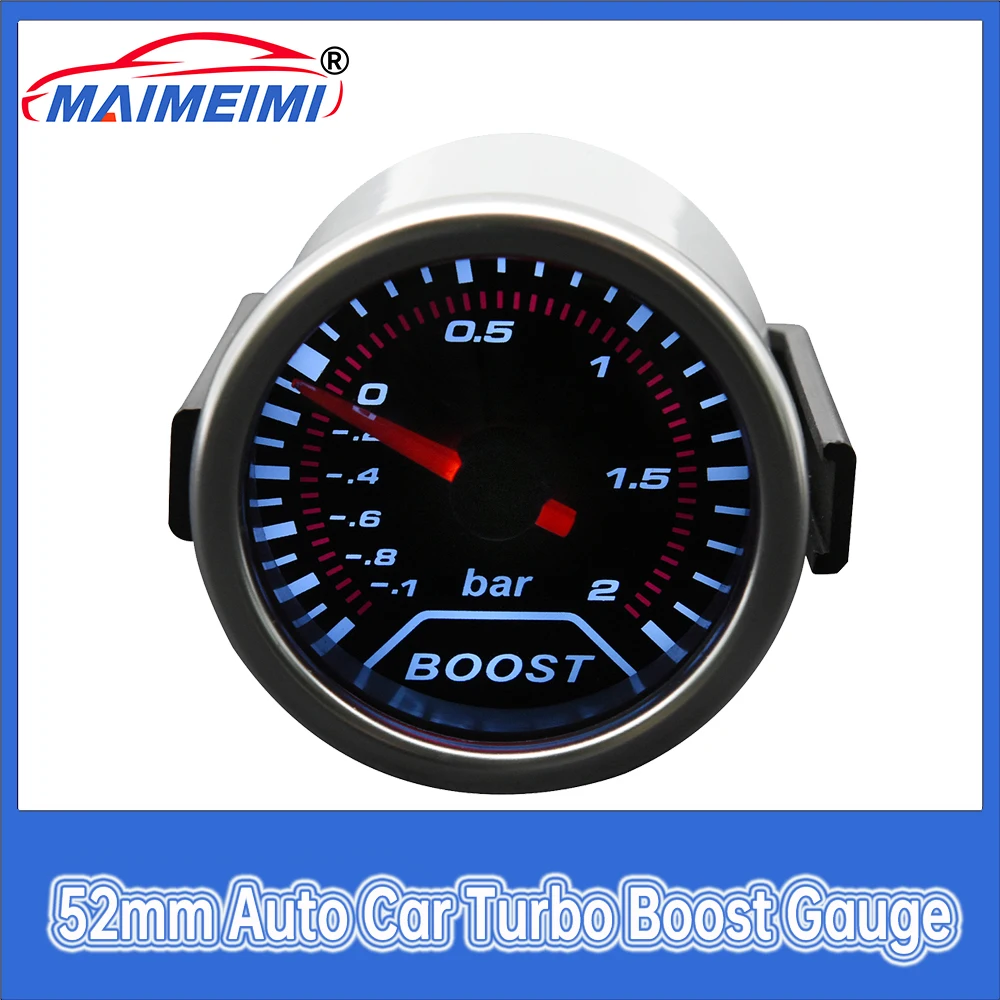 52mm Bar Turbo Pressure Gauge White LED Backlight -1~0~2 BAR Turbo Boost Gauge 12V Car Motorcycle Auto Accessories